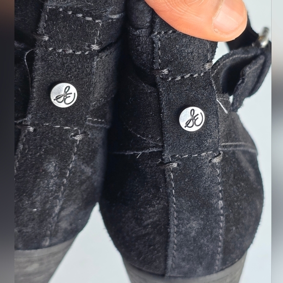 Anthropologie Sam Edelman Suede Ankle Boots 9.5M Myra Women Black Block Heel - Picture 16 of 16